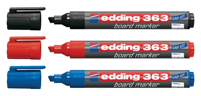 Een Viltstift edding 363 whiteboard schuin 1-5mm zwart koop je bij VHK Kantoorartikelen