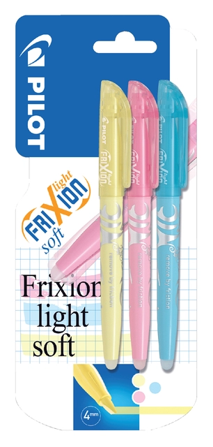 Een Markeerstift PILOT friXion light soft pastel assorti blister à 3 stuks koop je bij VHK Kantoorartikelen