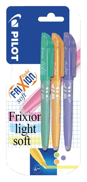 Een Markeerstift PILOT friXion light soft assorti blister à 3 stuks koop je bij VHK Kantoorartikelen