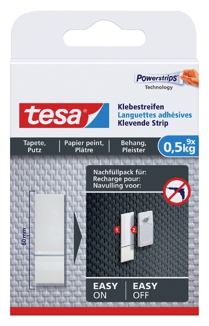 Een Kleefstrips tesa® behang & pleisterwerk 0,5kg wit 9 stuks 9 stuks koop je bij Hoekmankantoorartikelen.nl