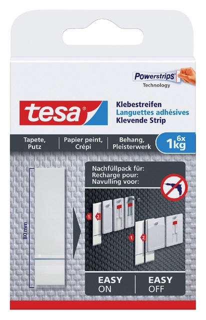 Een Kleefstrips tesa® behang & pleisterwerk 1kg wit 6 stuks 6 stuks koop je bij Hoekmankantoorartikelen.nl