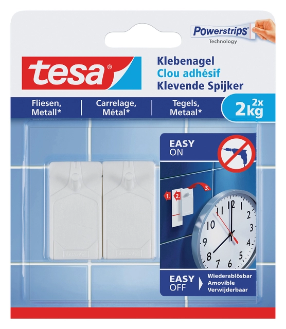 Een Klevende Spijker tesa® tegels & metaal 2kg wit 2 stuks koop je bij Hoekmankantoorartikelen.nl