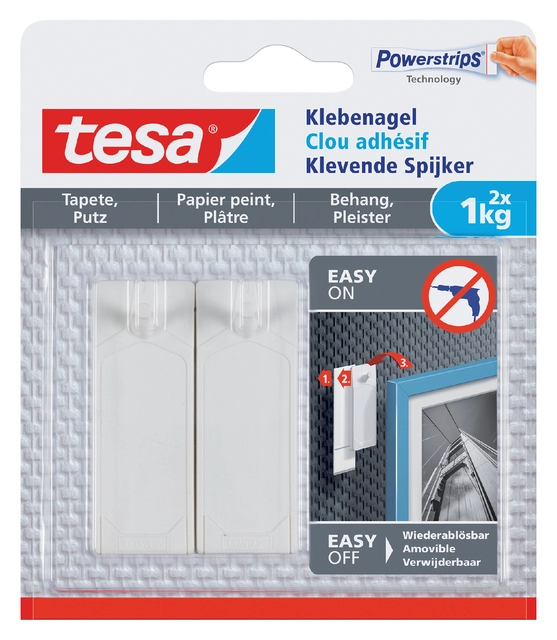 Een Klevende spijker tesa® behang en pleisterwerk 1kg wit 2 stuks koop je bij Hoekmankantoorartikelen.nl