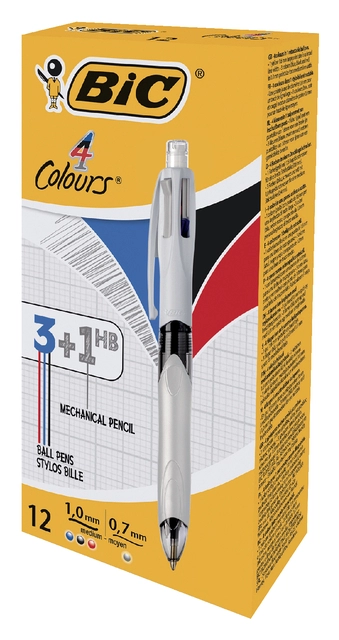 Een Balpen Bic 3kleuren met vulpotlood HB 0.7mm medium wit koop je bij VHK Kantoorartikelen