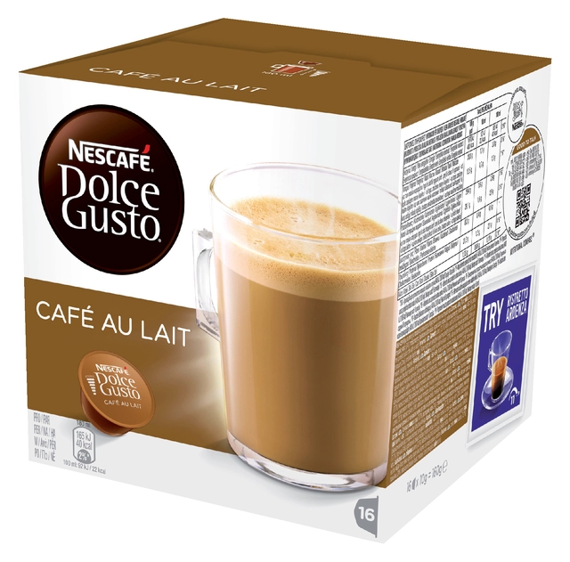 Een Koffiecups Dolce Gusto Cafe au Lait 16 stuks koop je bij VHK Kantoorartikelen