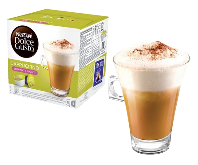 Een Koffiecups Dolce Gusto Cappuccino light 16 stuks voor 8 kopjes koop je bij VHK Kantoorartikelen