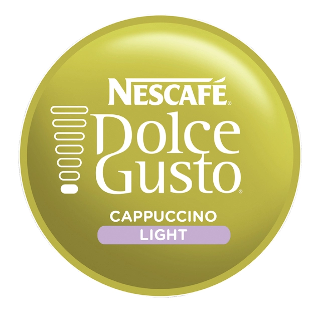 Een Koffiecups Dolce Gusto Cappuccino light 16 stuks voor 8 kopjes koop je bij VHK Kantoorartikelen