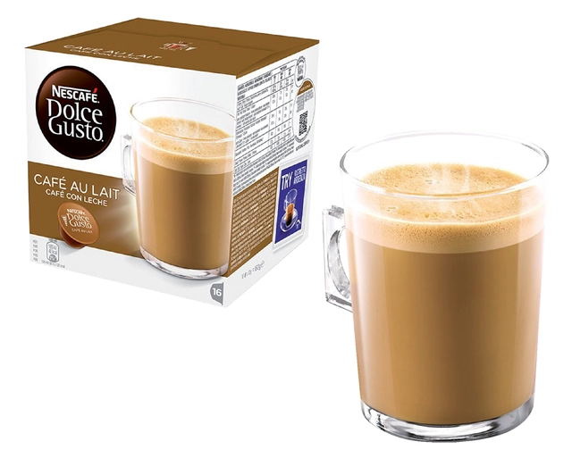 Een Koffiecups Dolce Gusto Cafe au Lait 16 stuks koop je bij VHK Kantoorartikelen