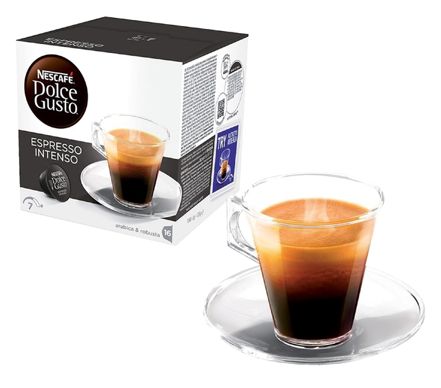 Een Koffiecups Dolce Gusto Espresso Intenso 16 stuks koop je bij VHK Kantoorartikelen