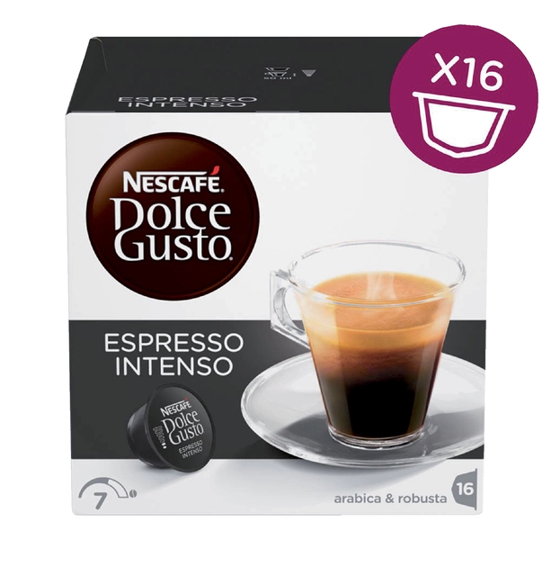 Een Koffiecups Dolce Gusto Espresso Intenso 16 stuks koop je bij VHK Kantoorartikelen