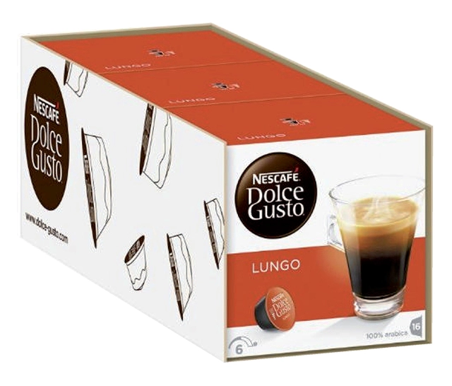 Een Koffiecups Dolce Gusto Lungo 16 stuks koop je bij VHK Kantoorartikelen