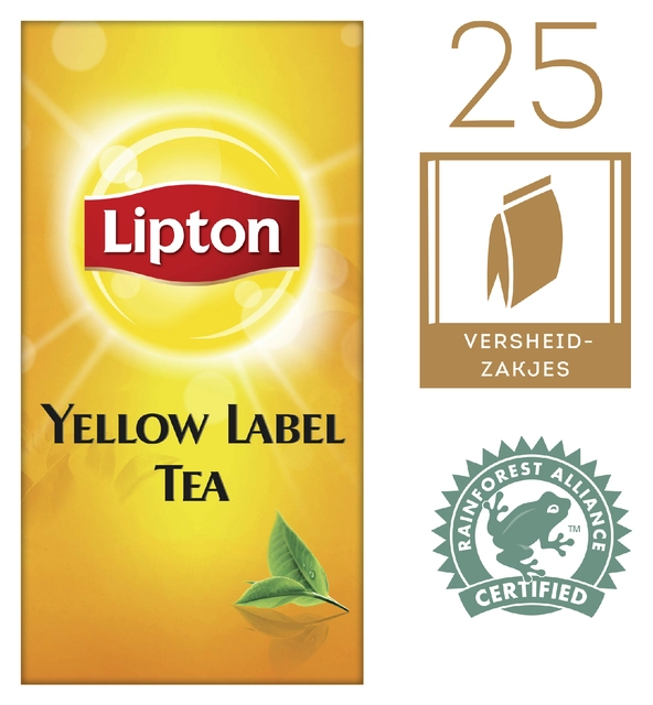 Een Thee Lipton yellow label 25x1.5gr koop je bij VHK Kantoorartikelen