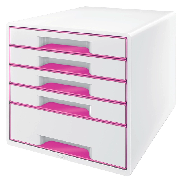 Een Ladenblok Leitz WOW 5 laden wit/roze koop je bij VHK Kantoorartikelen