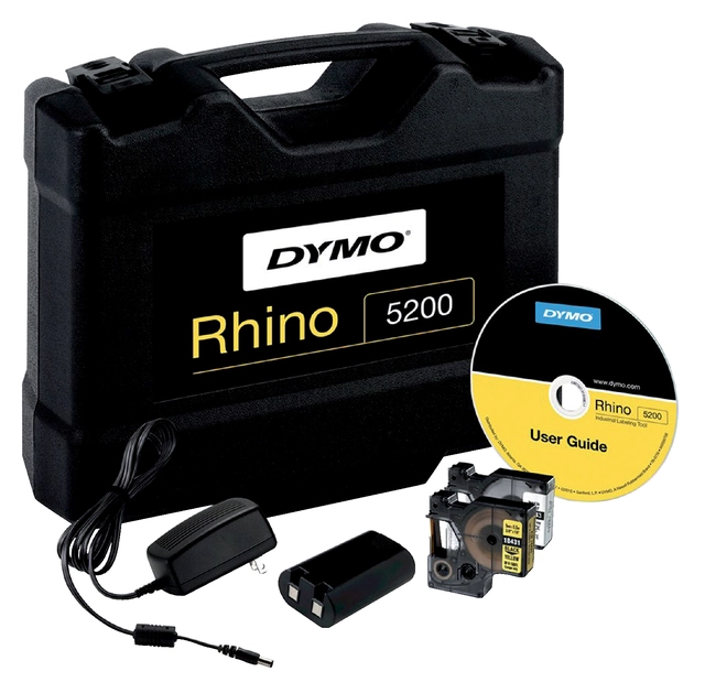 Een Labelprinter Dymo Rhino 5200 industrieel abc 19mm geel in koffer koop je bij VHK Kantoorartikelen