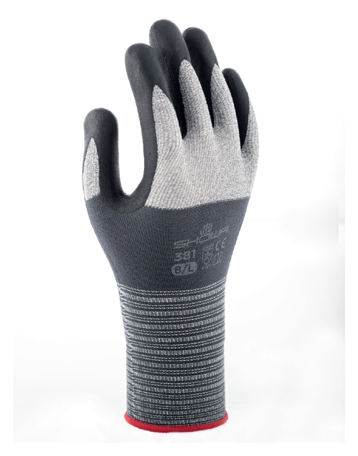 Een Handschoen Showa 381 grip nitril L grijs koop je bij VHK Kantoorartikelen