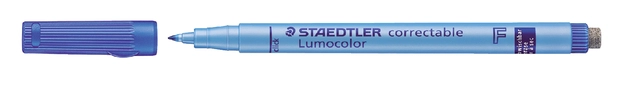 Een Viltstift Staedtler Lumocolor 305 non permanent correctable F blauw koop je bij VHK Kantoorartikelen