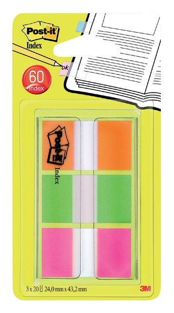 Een Indextabs Post-it 680 24mmx43.2mm assorti 60 tabs koop je bij Hoekmankantoorartikelen.nl