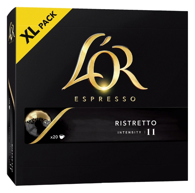 Een Koffiecups L'Or espresso Ristretto 20 stuks koop je bij VHK Kantoorartikelen