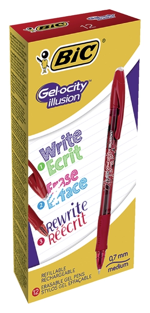 Een Gelschrijver Bic Gel-ocity illusion medium rood koop je bij VHK Kantoorartikelen