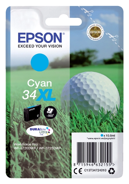 Een Inktcartridge Epson 34XL T3472 blauw koop je bij VHK Kantoorartikelen