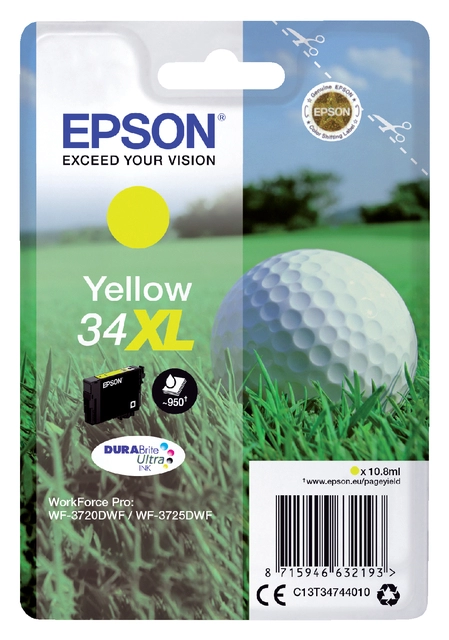 Een Inktcartridge Epson 34XL T3474 geel koop je bij VHK Kantoorartikelen