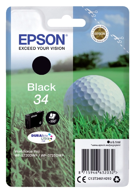 Een Inktcartridge Epson 34 T3461 zwart koop je bij VHK Kantoorartikelen