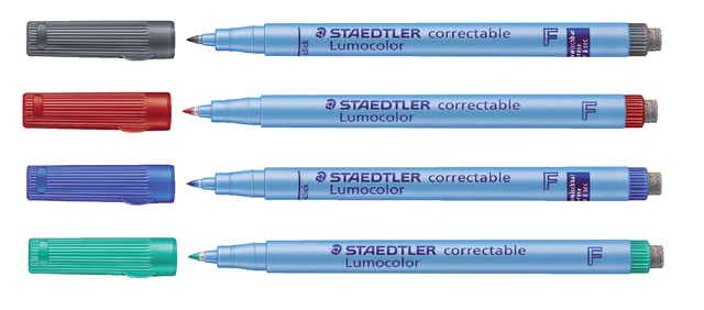 Een Viltstift Staedtler Lumocolor 305 non permanent correctable F blauw koop je bij VHK Kantoorartikelen