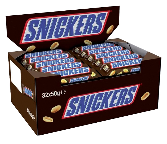 Een Snoep Snickers reep 32x50 gram koop je bij VHK Kantoorartikelen