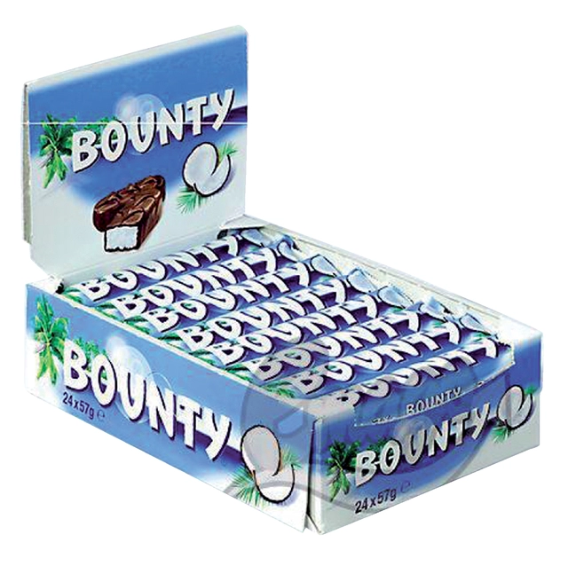 Een Snoep Bounty reep 24x57 gram koop je bij VHK Kantoorartikelen