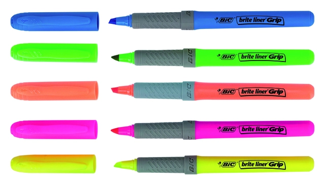 Een Markeerstift Bic brite liner grip oranje koop je bij VHK Kantoorartikelen