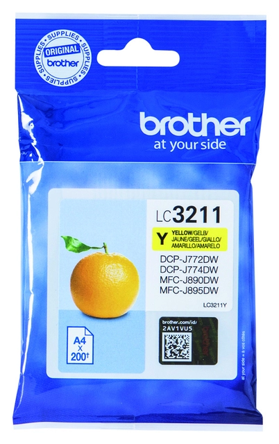 Een Inktcartridge Brother LC-3211Y geel koop je bij VHK Kantoorartikelen