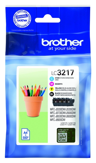 Een Inktcartridge Brother LC-3217 zwart + 3 kleuren koop je bij VHK Kantoorartikelen