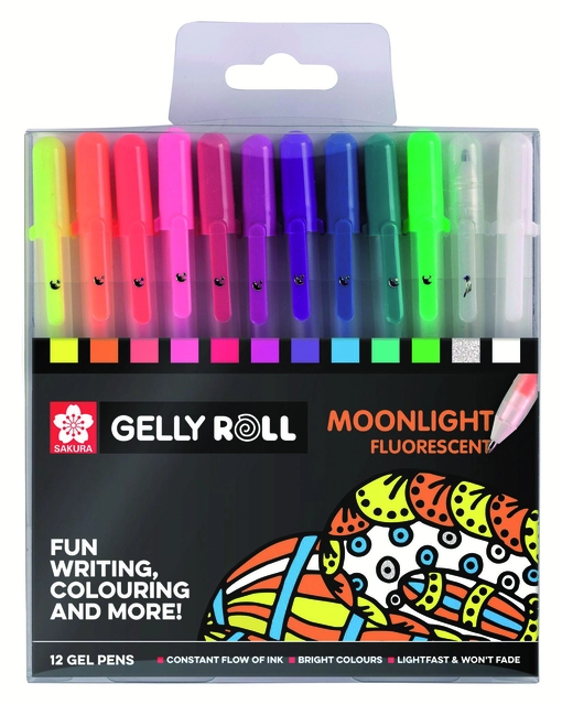 Een Gelschrijver Sakura Gelly Roll Moonlight blister à 12 stuks assorti koop je bij Hoekmankantoorartikelen.nl