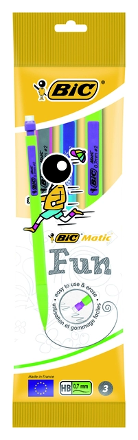 Een Vulpotlood Bic Matic fun HB 0.7mm blister à 3 stuks koop je bij VHK Kantoorartikelen