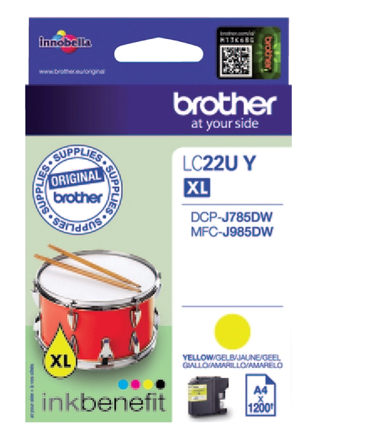 Een Inktcartridge Brother LC-22UY geel koop je bij VHK Kantoorartikelen