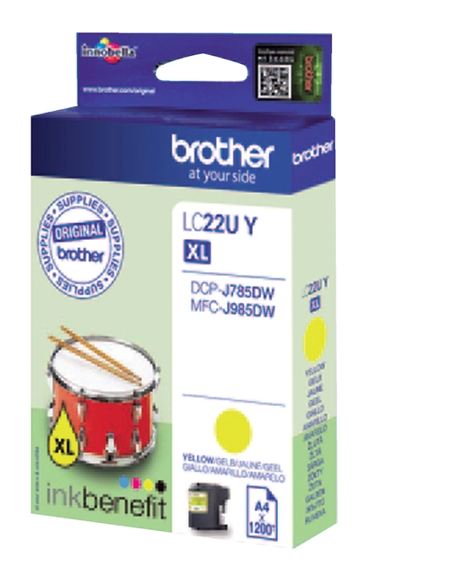 Een Inktcartridge Brother LC-22UY geel koop je bij VHK Kantoorartikelen