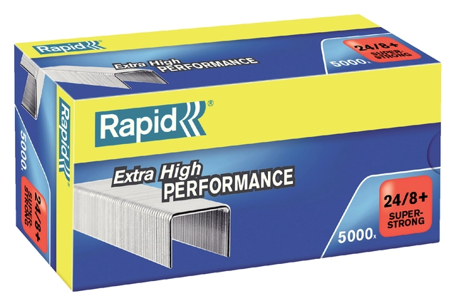 Een Nieten Rapid 24/8+ gegalvaniseerd super strong 5000 stuks koop je bij Hoekmankantoorartikelen.nl