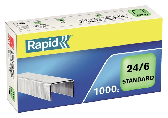 Een Nieten Rapid 24/6 gegalvaniseerd standaard 1000 stuks koop je bij Hoekmankantoorartikelen.nl