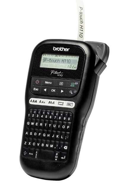 Een Labelprinter Brother P-touch TZe PT-H110 draagbaar qwerty 12mm zwart koop je bij Hoekmankantoorartikelen.nl