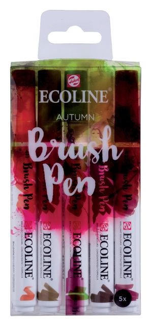 Een Brushpen Talens Ecoline set-herfst assorti blister à 5 stuks ass koop je bij Hoekmankantoorartikelen.nl