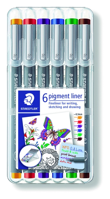 Een Fineliner Staedtler Pigment 308 0.3mm set à 6st assorti koop je bij VHK Kantoorartikelen