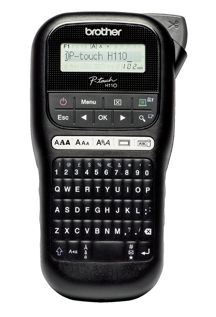 Een Labelprinter Brother P-touch TZe PT-H110 draagbaar qwerty 12mm zwart koop je bij Hoekmankantoorartikelen.nl