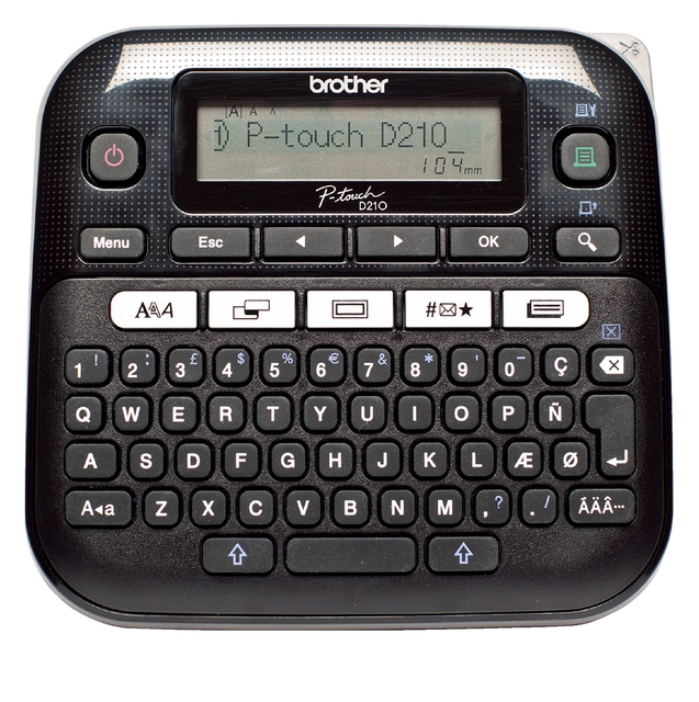 Een Labelprinter Brother P-touch TZe PT-D210 desktop qwerty 12mm zwart in koffer koop je bij Hoekmankantoorartikelen.nl