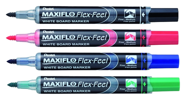 Een Viltstift Pentel MWL5SBF Maxiflo whiteboard rond 1.5-4.5mm rood koop je bij Hoekmankantoorartikelen.nl