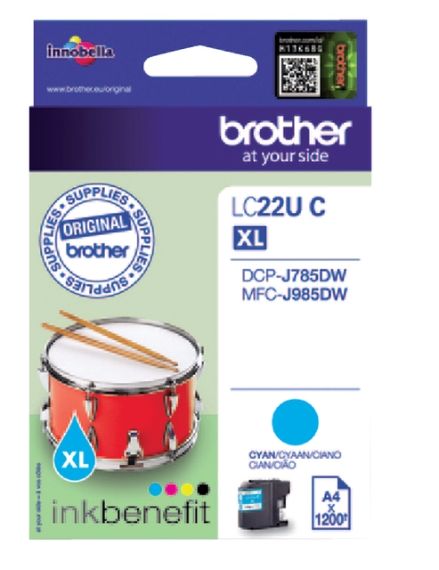 Een Inktcartridge Brother LC-22UC blauw koop je bij VHK Kantoorartikelen