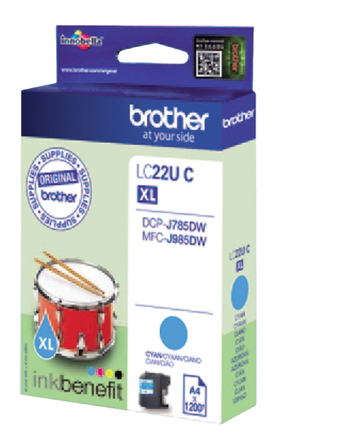 Een Inktcartridge Brother LC-22UC blauw koop je bij VHK Kantoorartikelen