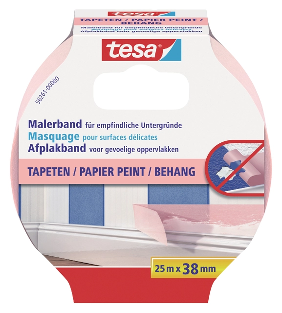 Een Afplaktape tesa® Professional sensitive 25mx38mm roze koop je bij VHK Kantoorartikelen