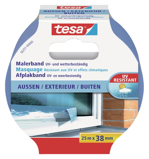 Een Afplaktape tesa® Professional outdoor 25mx38mm blauw koop je bij VHK Kantoorartikelen