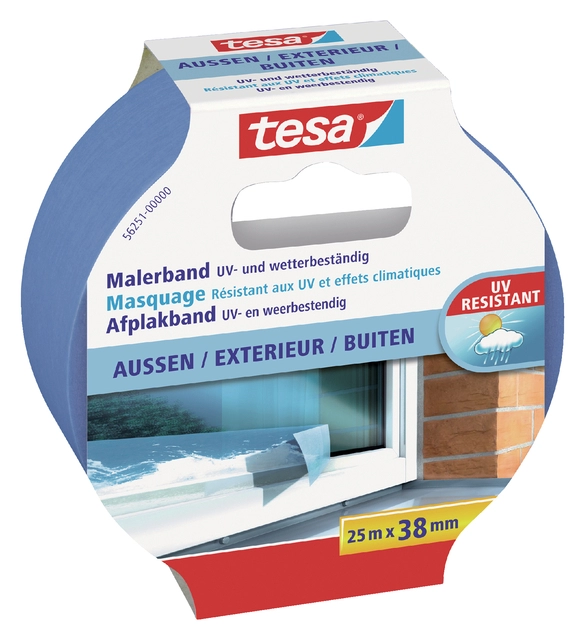 Een Afplaktape tesa® Professional outdoor 25mx38mm blauw koop je bij VHK Kantoorartikelen