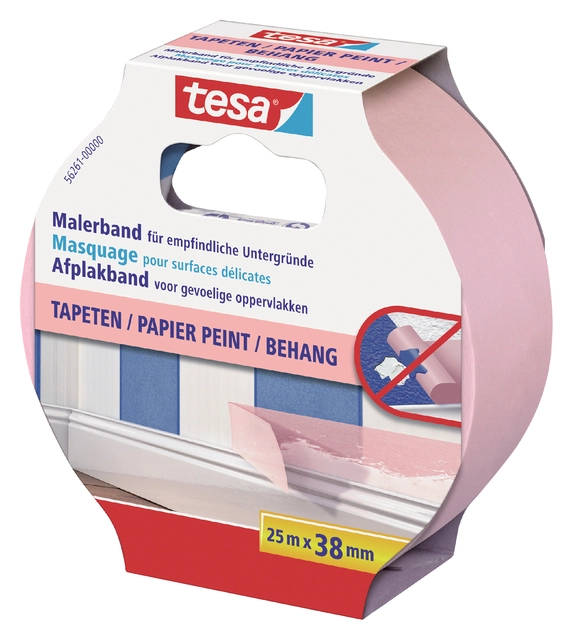 Een Afplaktape tesa® Professional sensitive 25mx38mm roze koop je bij VHK Kantoorartikelen